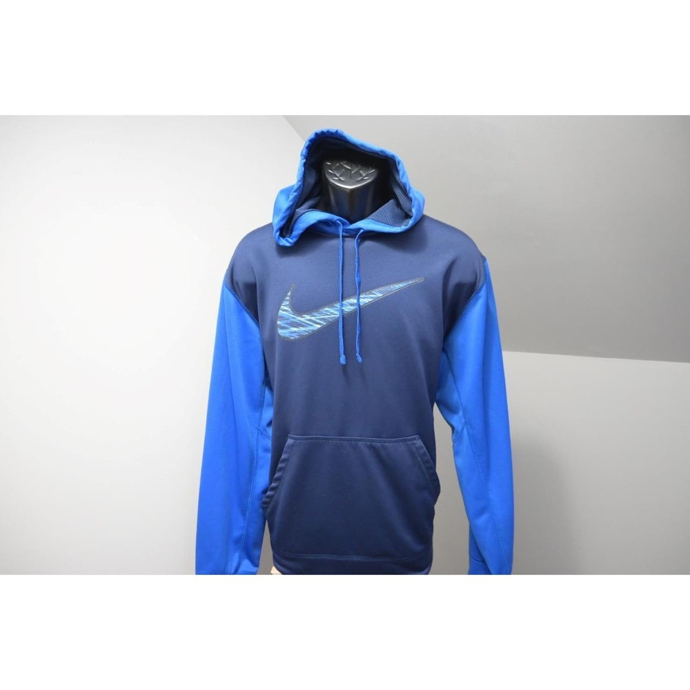 Nike Elite‎ Hoodie Therma Fit Blue Pull Over Fleece Sweater Mens Size Small